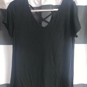 black strappy chest t-shirt